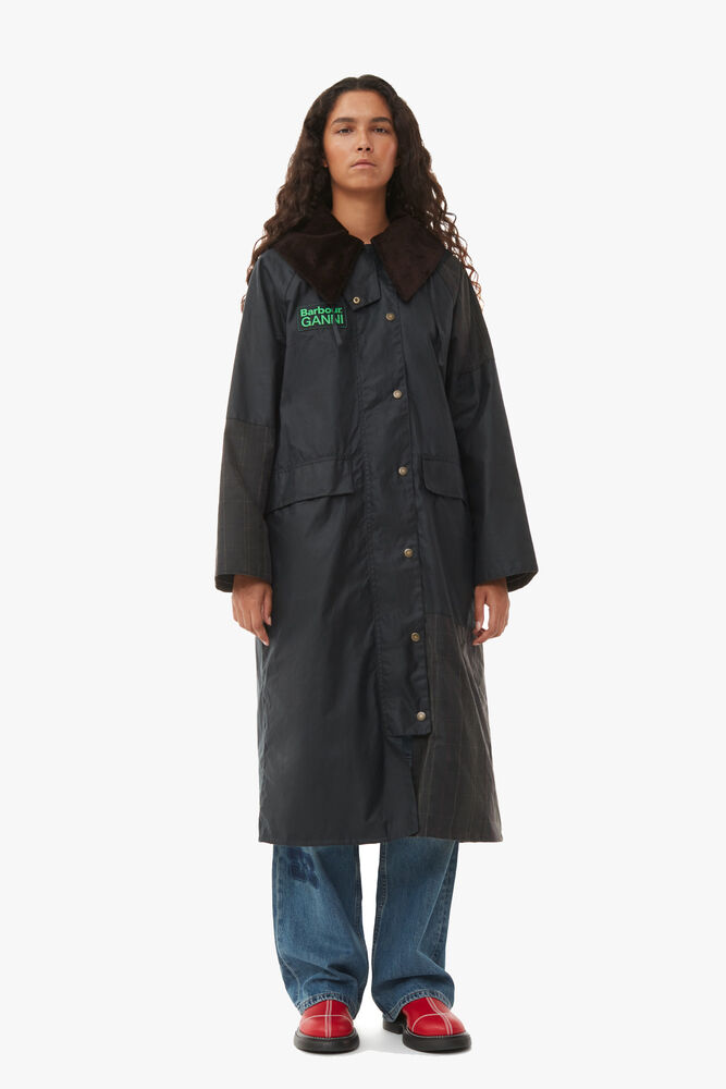 GANNI x Barbour Burghley Wax Jacket, Sky Captain